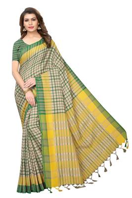 Green Printed Art Silk Saree With Blouse 1
