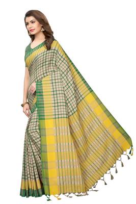 Green Printed Art Silk Saree With Blouse 2