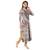 Grey Cotton Self Design Double Layered Kurti for Women