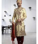 Gold Embroidered Jacquard Stitched Sherwani
