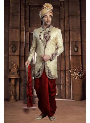 Gold Embroidered Jacquard Stitched Sherwani 1