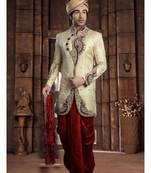 Gold Embroidered Jacquard Stitched Sherwani
