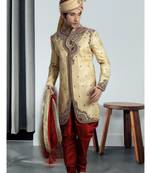 Gold Embroidered Jacquard Stitched Sherwani