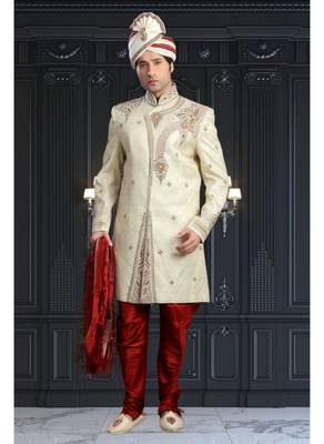 Gold Embroidered Jacquard Stitched Sherwani 1
