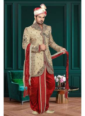 Gold Embroidered Jacquard Stitched Sherwani 1