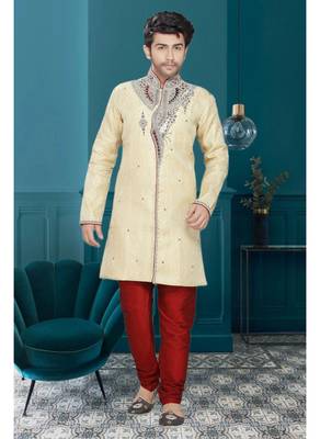 Gold Embroidered Jaquard Stitched Sherwani 1