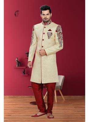 Gold Embroidered Jute Stitched Sherwani 1