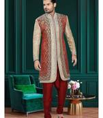Gold Embroidered Jaquard Stitched Sherwani