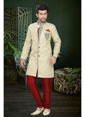Gold Embroidered Jaquard Stitched Sherwani 1