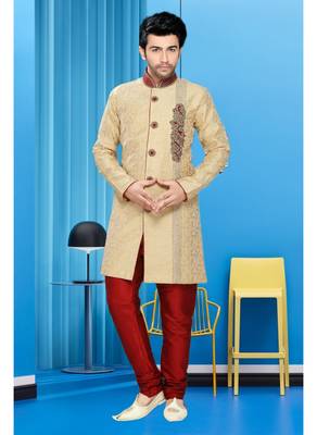 Gold Embroidered Jaquard Stitched Sherwani 1