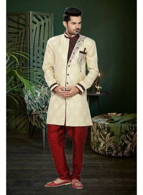 Gold Embroidered Jaquard Stitched Sherwani 1
