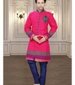 Pink Embroidered Brocade Stitched Sherwani
