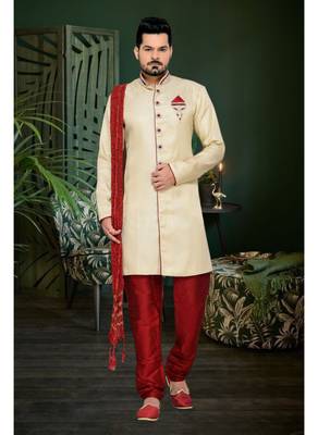 Gold Embroidered Jacquard Stitched Sherwani 1
