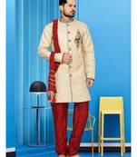Gold Embroidered Jacquard Stitched Sherwani