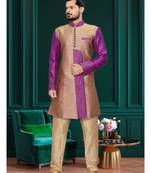 Copper Plain Art Silk Stitched Sherwani