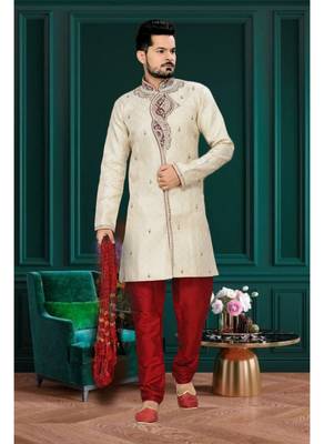 Gold Embroidered Jacquard Stitched Sherwani 1
