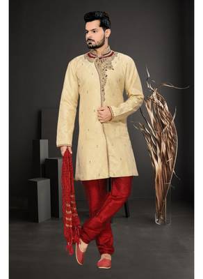 Gold Embroidered Jacquard Stitched Sherwani 1