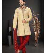 Gold Embroidered Jacquard Stitched Sherwani