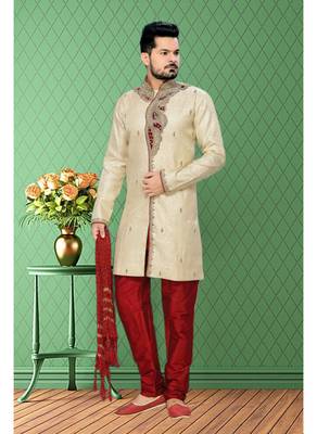 Gold Embroidered Jacquard Stitched Sherwani 1