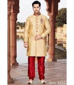 Gold Embroidered Art Silk Stitched Sherwani