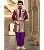 Copper Plain Art Silk Stitched Sherwani