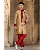 Gold Embroidered Art Silk Stitched Sherwani