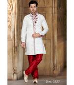 Off White Embroidered Brocade Stitched Sherwani