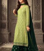 Green embroidered faux georgette salwar