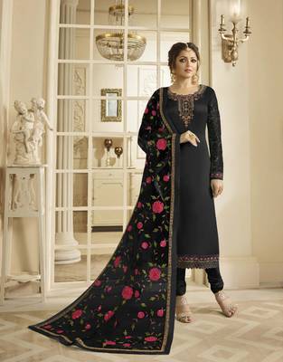 Black embroidered pure georgette salwar 1