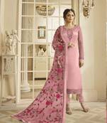 Baby-pink embroidered pure georgette salwar