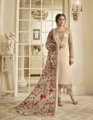 Peach embroidered pure georgette salwar 1