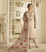 Peach embroidered pure georgette salwar