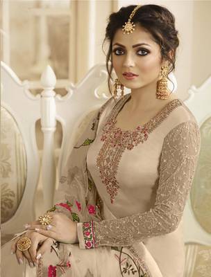 Peach embroidered pure georgette salwar 2