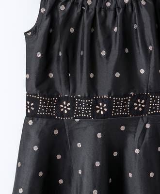 Black printed art silk kids frocks 2
