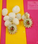 CZ Rhodolite Gold Plated Oval Delicate Earrings