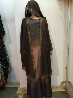 brown printed nida abaya 2