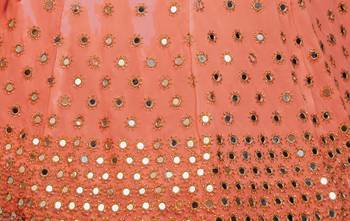 Peach zari and sequins embroidered georgette Semi Stitched Lehenga choli for wedding 6