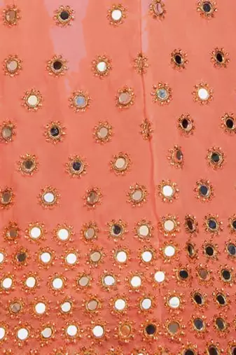 Peach zari and sequins embroidered georgette Semi Stitched Lehenga choli for wedding