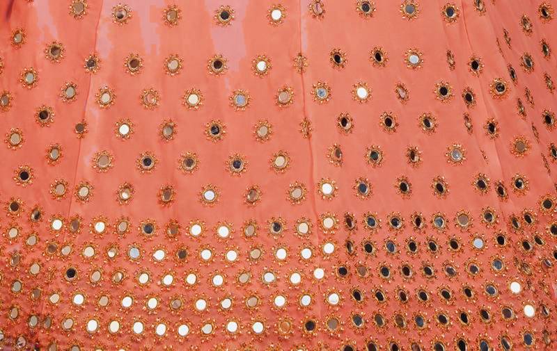 Peach zari and sequins embroidered georgette Semi Stitched Lehenga choli for wedding