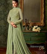 Green embroidered satin salwar