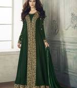 Green Embroidered Pure Georgette Semi Stitched Salwar With Dupatta