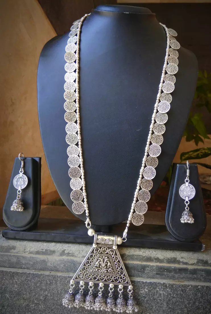 Silver Metallic Necklace-Sets