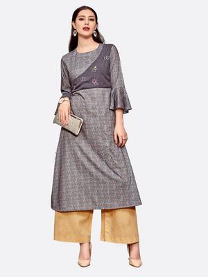 Grey printed cotton kurtas and kurtis 1