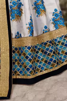 off white botanical floral print lehenga set choli with dupatta