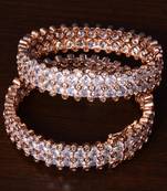 Rose Gold Plated American Diamond Embellished Pair of Openable Bangles BD282