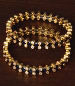 Sapphire and A.D. Embellished White Gold Plated Pair of Bangles BD284