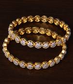 White Gold Plated American Diamond Embellished Pair of Designer Bangles BD288