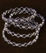 Rhodium Plated American Diamond Embellished Two Pairs of Designer Bangles BD291