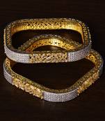 Square Shaped White Gold Plated American Diamond Embellished Designer Bangles BD292