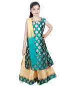 Gold Woven Jacquard Stitched Kids Lehenga Choli